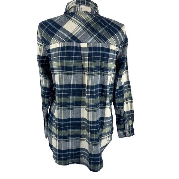 GAP RELAXED FIT AMELIA PLAID‎ BUTTON UP FLANNEL IN SEA SPRAY NWT WOMEN'S SIZE XS - Picture 4 of 14